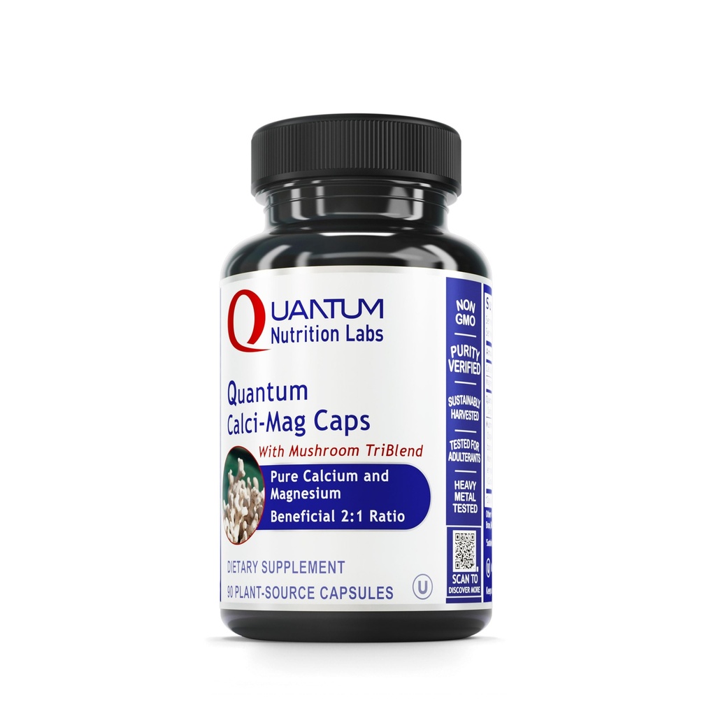 Capace de Calci-Mag - Supliment de magneziu de calciu, Supliment de calciu, Complex de magneziu pur și ciuperci cu Reishi & Lions Mane - 300 Capsule vegetariene
