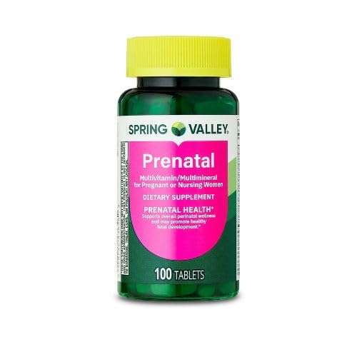 Valea de primăvară Prenatal Multivitamine / Multimineral pentru Gravide și Nursing Femei suplimente alimentare, 100 Conte +Sticker, Dri Store.