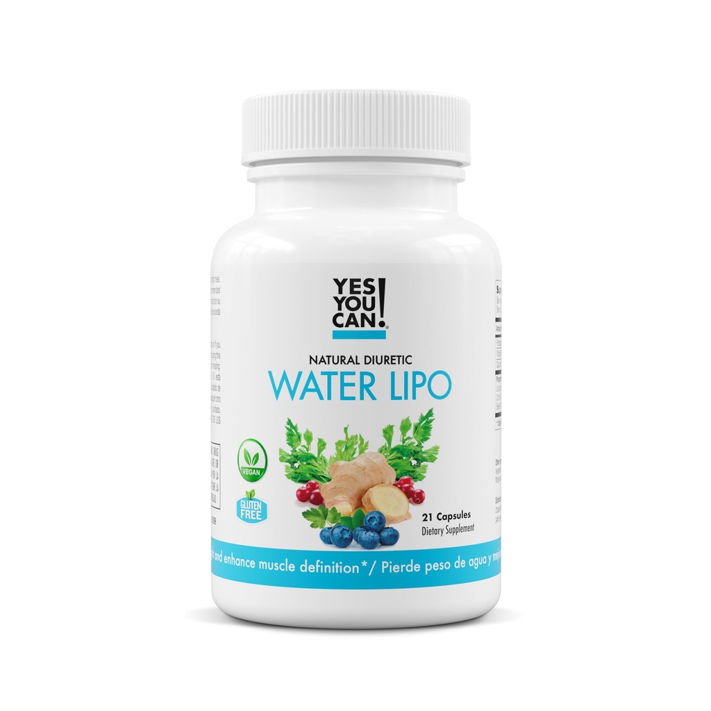 Ba da, poţi! Pastile de apă naturală Lipo - Curățare diuretică cu electroliți și vitamine - ajută cu păstrarea apei - gluten-free, 21 capsule per flacon