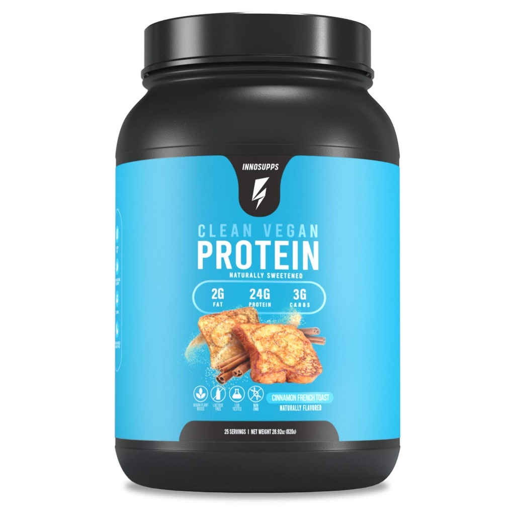 InnoSupps curat Vegan Proteina - Baza de plante, Vegan, Natural, Nu Îndulcitori artificiali, Nu Gluten, Nu lactate. Lactoză fără grăsimi, cu un conținut scăzut de grăsimi, fără zahăr adăugat, fără soia, fără GMO (Pâine prăjită de carnamon)