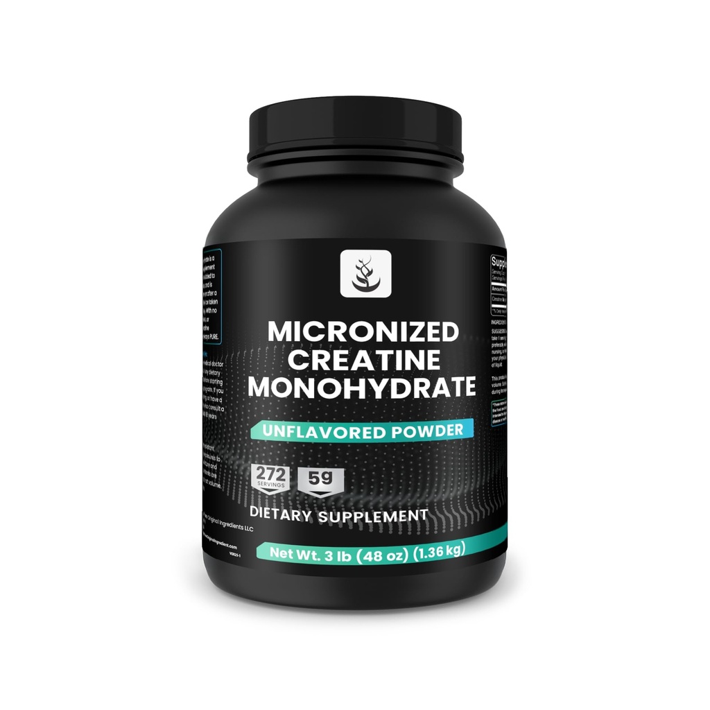 INGREDIENTE ORIGINALE Micronized Creatin Monohidrat, 270 Servings, No Fillers, Unflavored