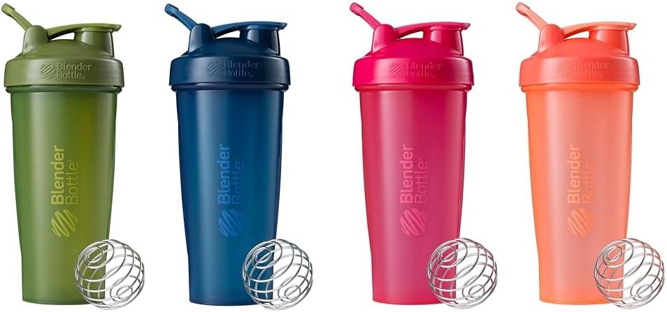 BlenderBottle 2-Pack 28-Ounce Sticle Classic Shakes pentru proteine și antrenament pre, Moss/Moss și Navy/Navy și toate roz și coral