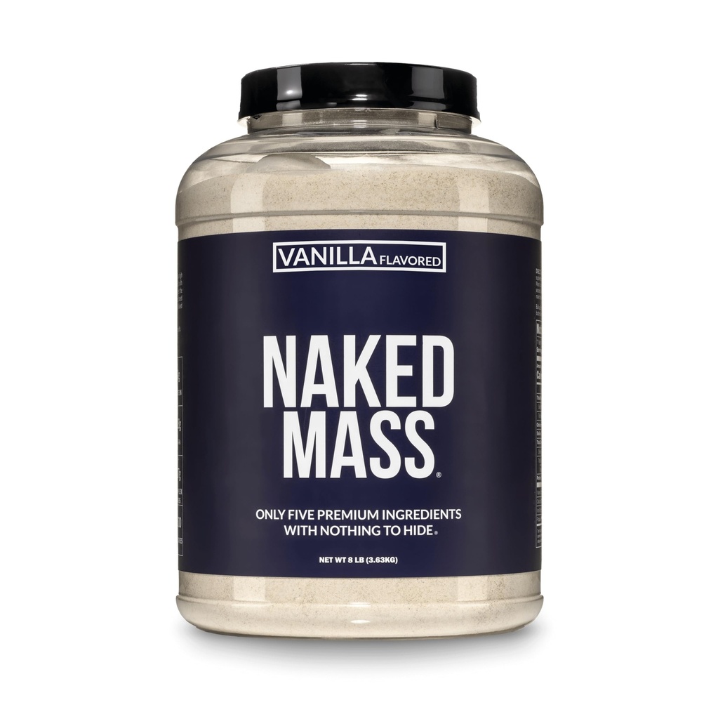 Masa de vanilie NAKED - toate naturale Vanilie Greutate Gainer Pulbere de proteine - 8lb vrac, OMG gratuit, gluten gratuit și soia, fără ingrediente artificiale - 1,260 Calorii - 11 Serviri
