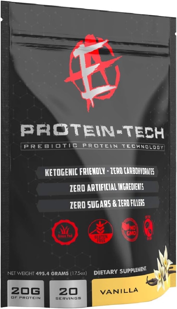 Labs îmbunătăţite - Proteine Tech - Smart Colagen Pulbere de proteine pentru bărbaţi şi femei - Keto prietenos, grăsime, lactate, carbohidraţi şi zahăr supliment de proteine gratuite (20 serviri) (Vanilla)