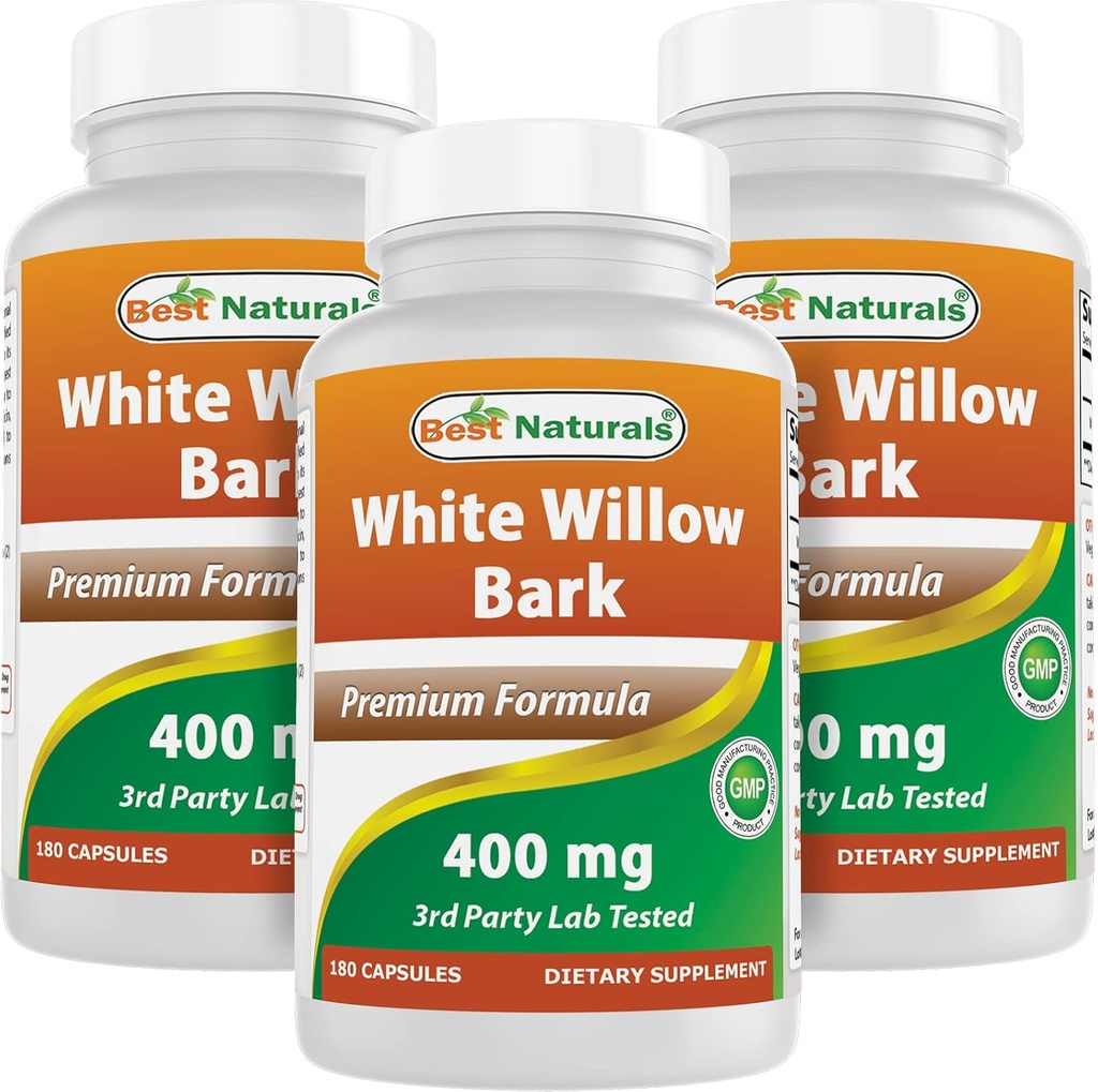 Cele mai bune Naturals White Willow Bark 400 mg 180 capsule (180 Număr de 3)