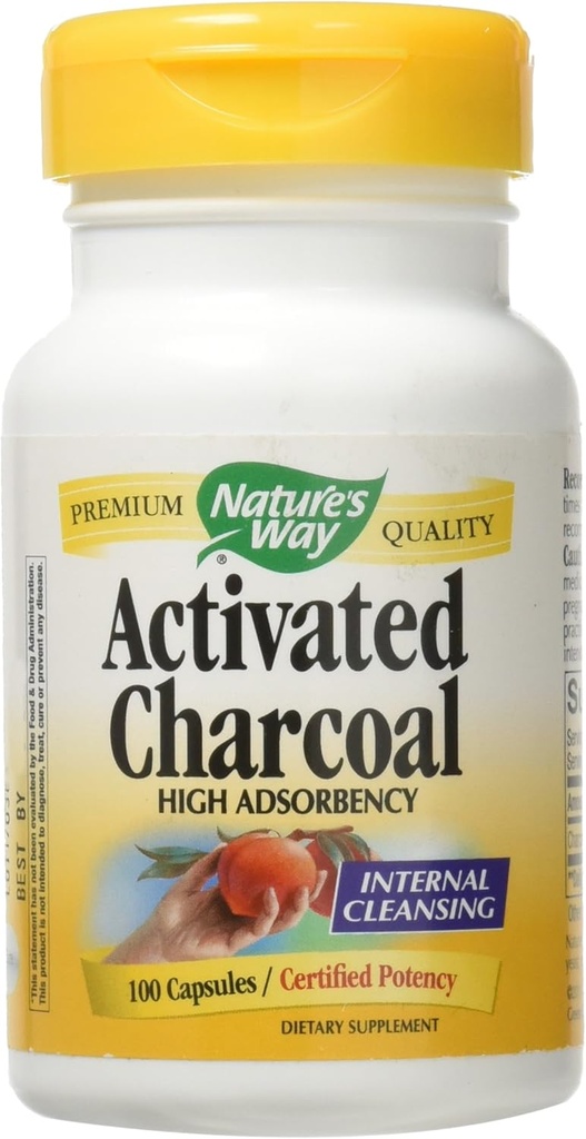 Natura's Way Charcoal activat; 560 mg Charcoal per servire; 100 capsule