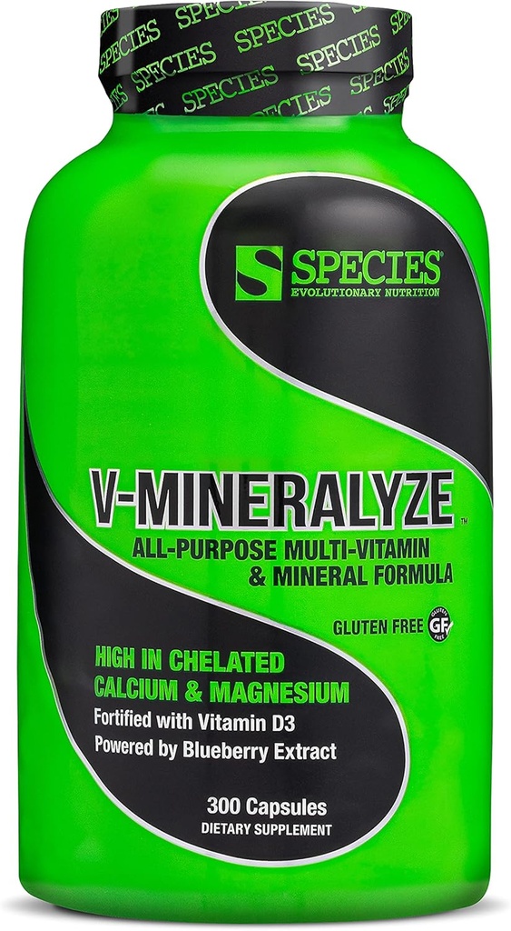 Specie Nutritie V-Mineralyze All-Purpose Multivitamine, Vitamina C si D3, Minerale Chelated, Extract de afine cu proprietati anti-Oxidante, 300 capsule