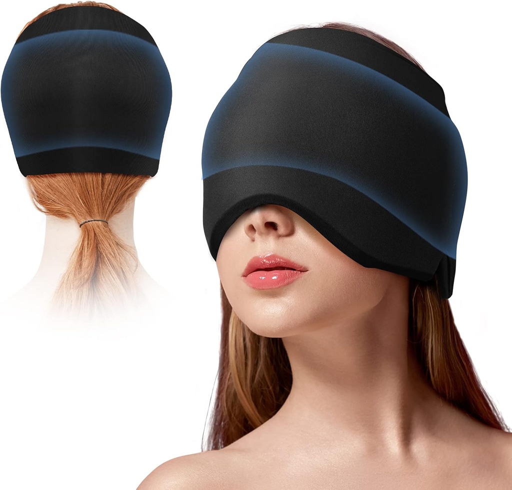 Migrene Ice Head Wrap Headater Relief Hat for Migrene with Cold & Hot Therapy Flexible Ice Head Wrap for Puffy Eyes Cold Compress Heaver Relief Cap for Tension Sinus & Stress