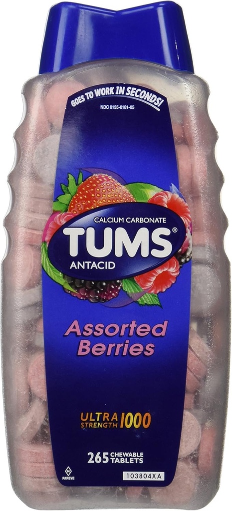 Tums Ultra Asortate Berries 265 comprimate - Rezistenţă maximă Antiacid şi Supliment de calciu