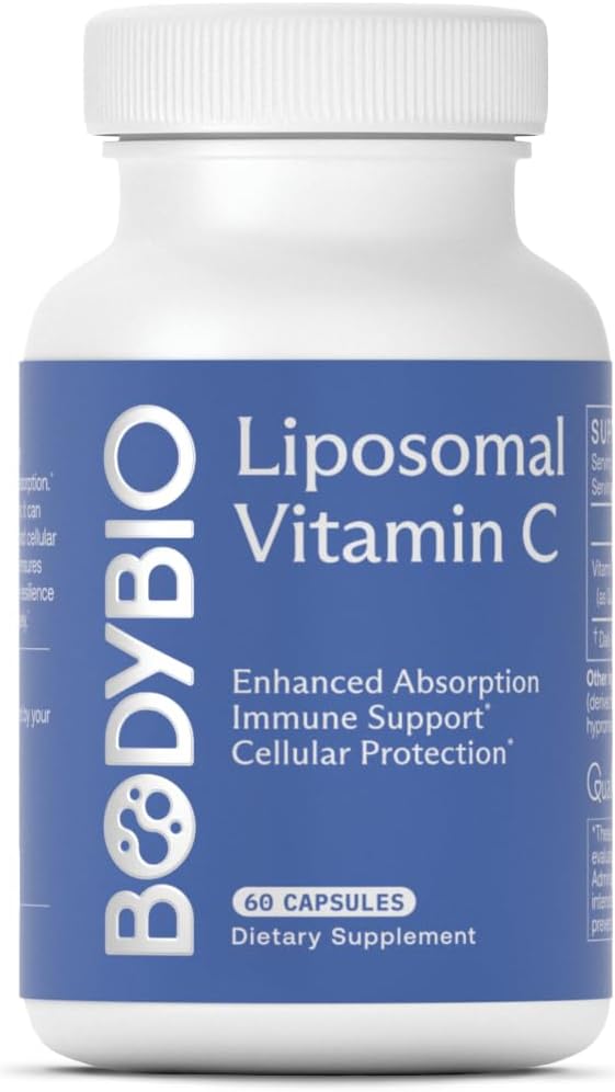 BodyBio Vitamina lipozomala C - Antioxidant puternic pentru suport imun si sanatate celulara, Acid ascorbic pur cu absorbtie maxima