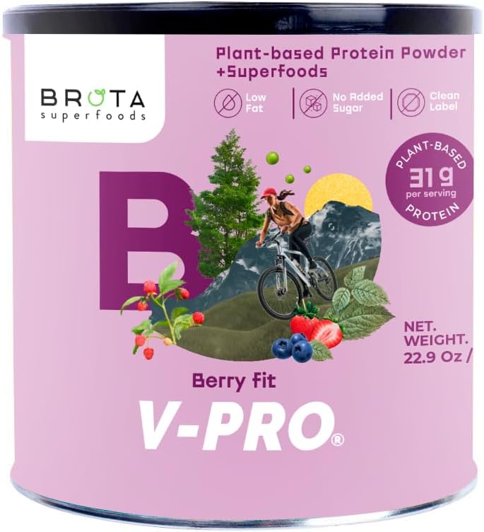 Pulbere de proteine din Vegan - Proteina de bază pentru energie și musculare Boost - Se agită curat în aroma Berry Blend