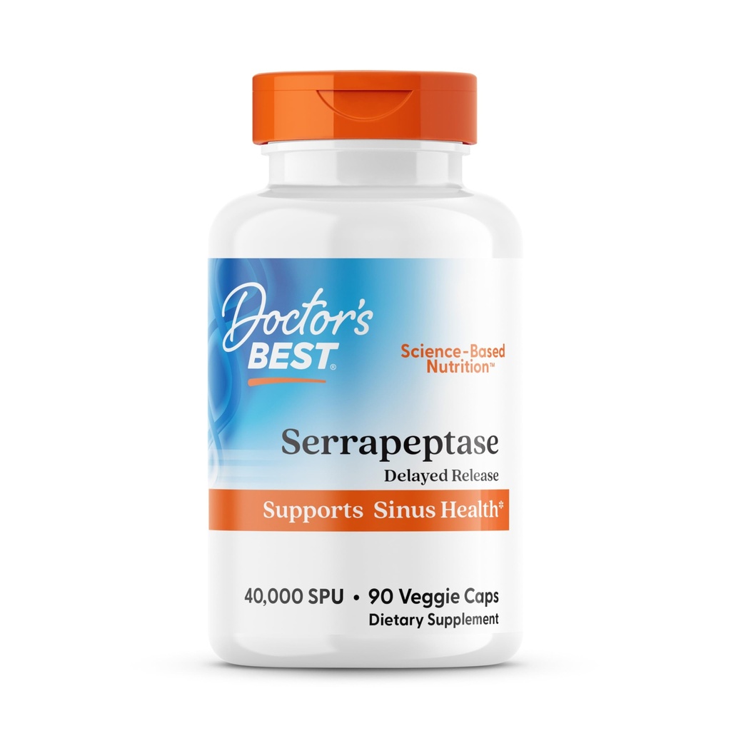 Cele mai bune Serapeptase, 40.000 SPU, Sinus Health, Non-GMO, Vegan 90 Veggie Caps