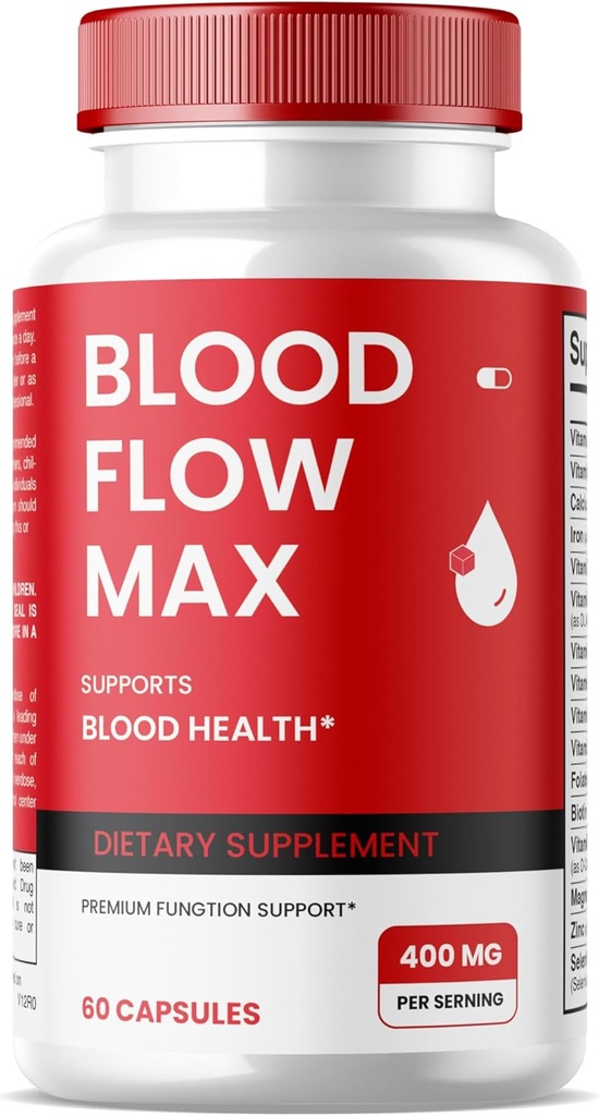 (1 ambalaj) fluxul de sânge capsule Max, fluxul de sânge Max suport avansat de sânge Formula, Suplimentul maxim de putere pentru circulatia sanatoasa a sangelui, toate pastilele de vitamine naturale pentru wellness generală