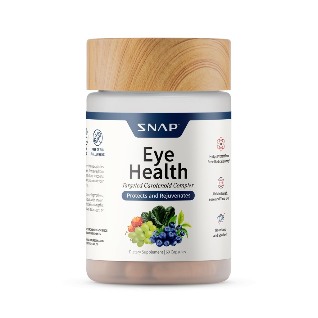 Snap Suplimente Capsule de sanatate a ochilor cu luteina, Zeaxantină, Bilberry & Licopen 