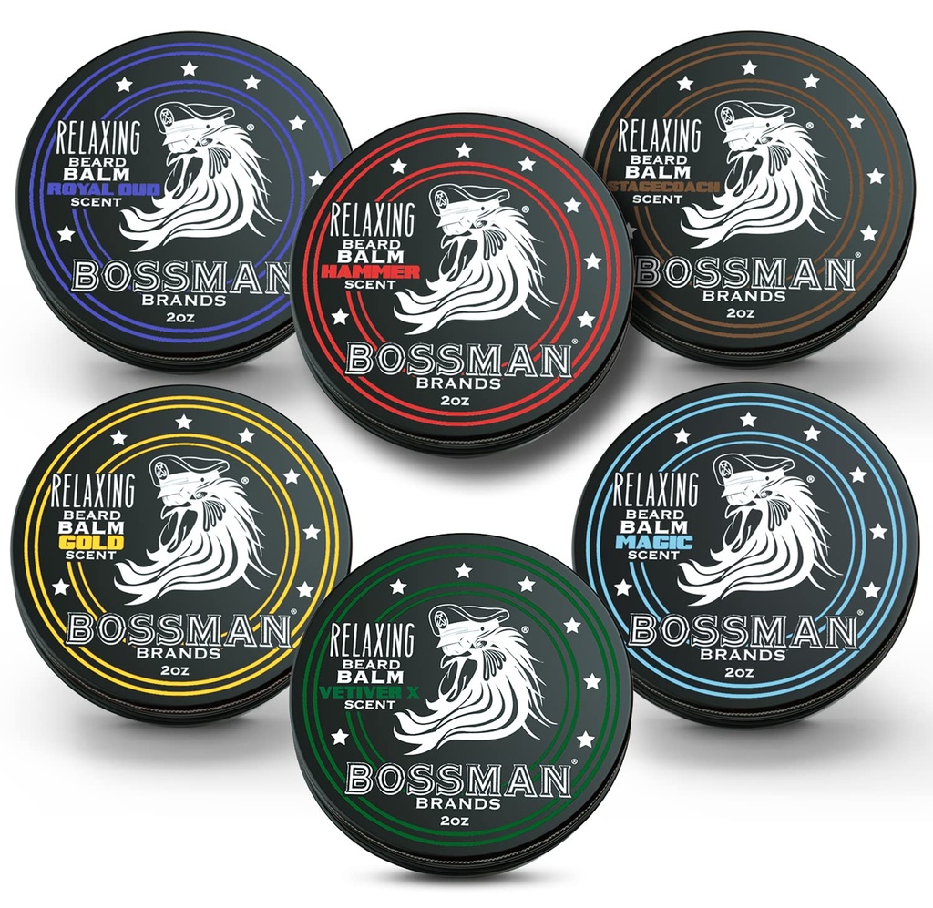 Bossman Beard Balm Variety Pack - Beard Grooming, Creștere și Care Kit - Softner și Moisturizer - Toate cele 6 parfumuri