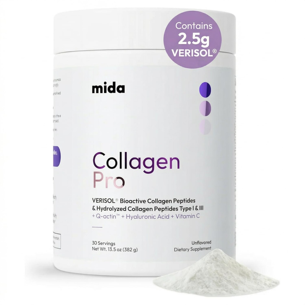 VERISOL® Hidrolized Colagen Peptides Tip I & III cu vitamina C, acid hialuronic, Biotin, Q-ACTIN® 