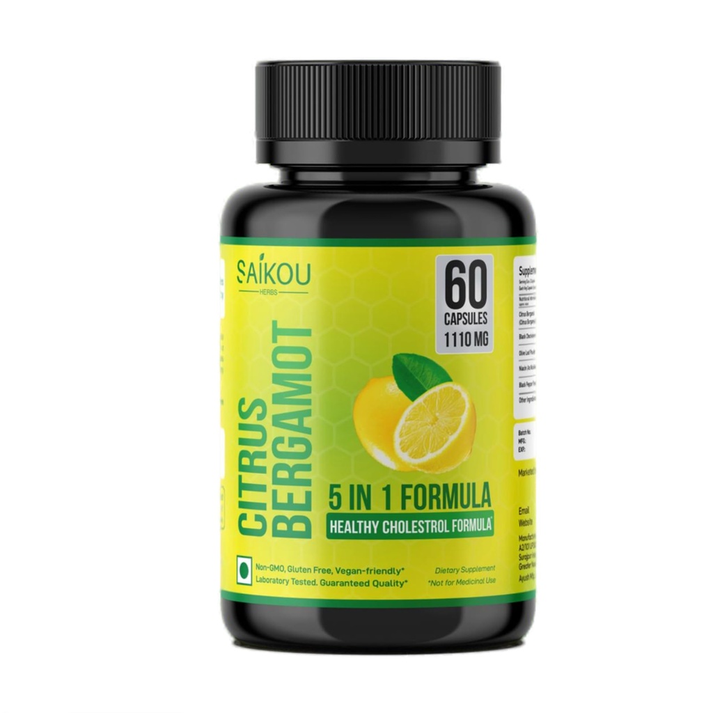 Citrus Bergamot 1110mg - 25:1 Extract - supliment de mare potenta cu Black Choke Berry, Niacin, Olive Leaf & Black Pepper Extract - Vegan - 60 capsule