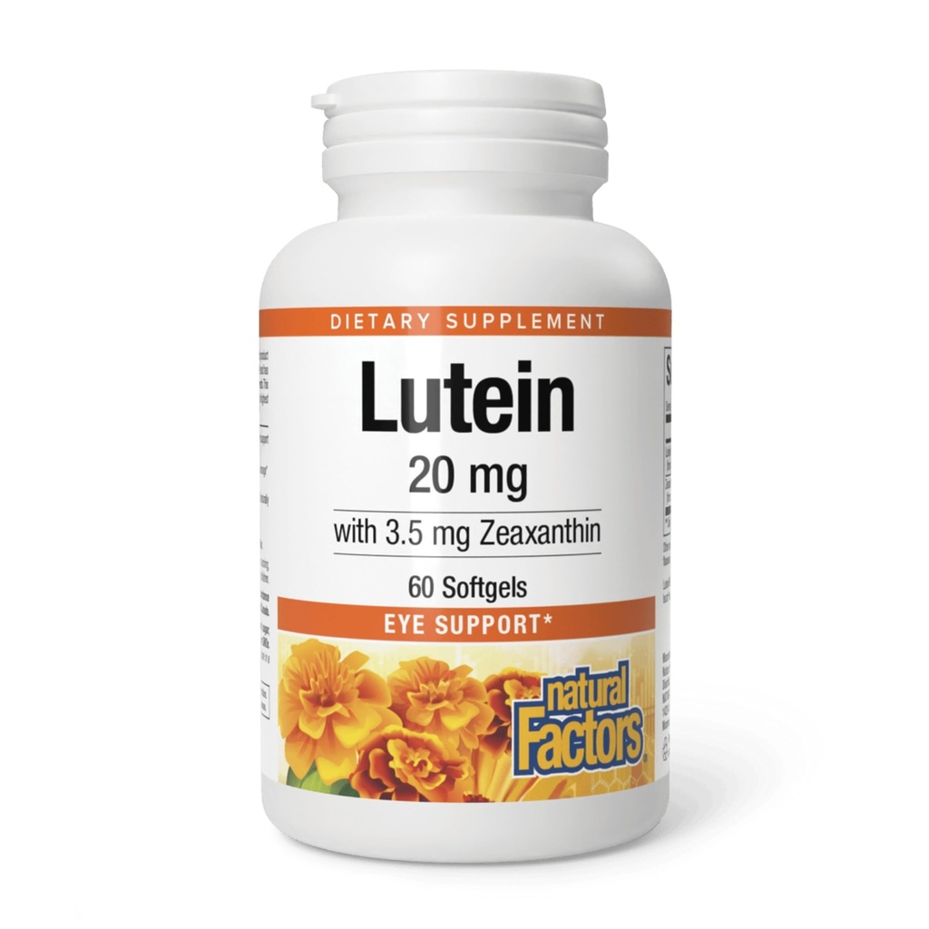 Factori naturali - Lutein 20mg, Antioxidant natural pentru a sprijini sănătatea ochilor, 60 Geluri moi