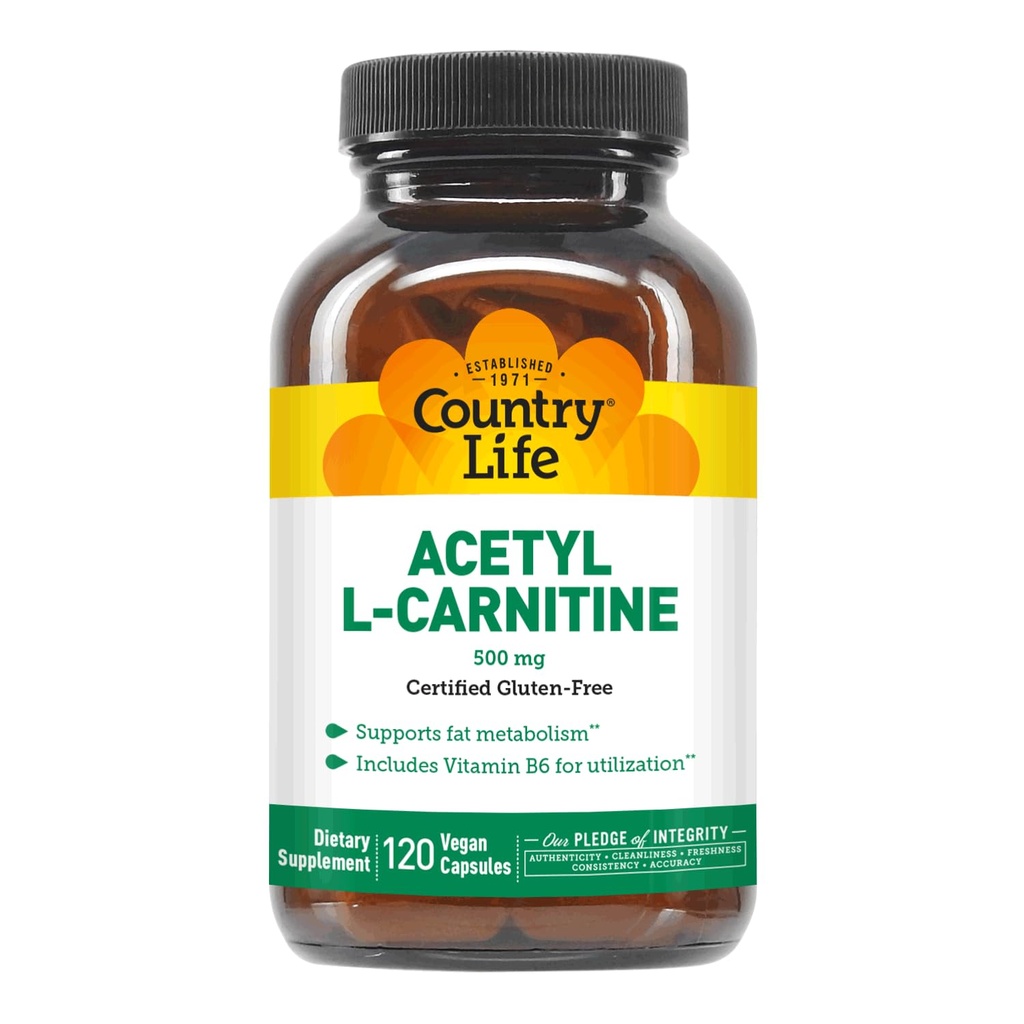 Acetil L-Carnitină, 500 mg, cu capsule de tip B-6 - 120 Vegan