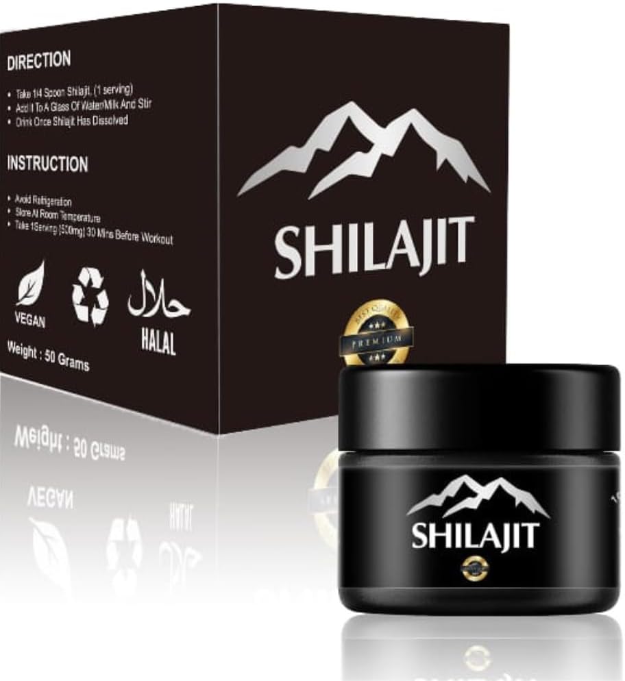 Silajit Resin cu acid fuzilic & Trace Minerals, Original Siberian Pure Shilajit cu 85+ Acid humic, Suport Metabolism & Immune System - 100 Servire / 1.7 Oz