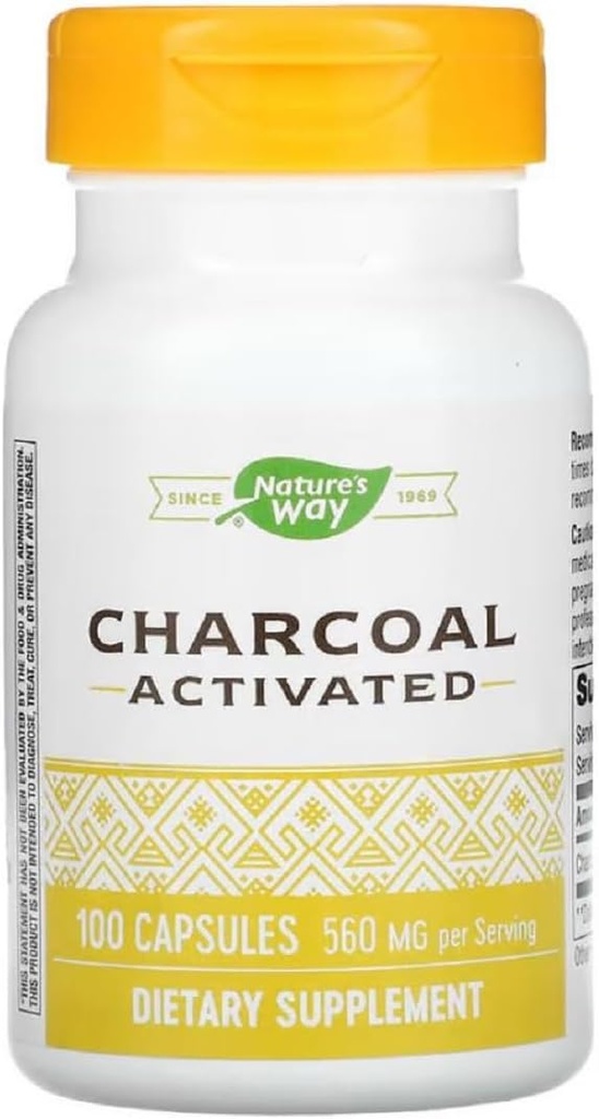 Naturas Way Charcoal Intestinal Cleanser Capsule activate, 260 mg - 100 per ambalaj - 3 ambalaje pe cutie.3