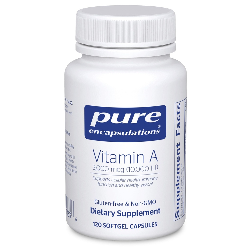 Pure Encapsulations Vitamina A - 3000 mcg - de la Cod Ulei de ficat - Immune & Vision Support* - Vitamina A Palmitat Supliment - Non-GMO - 120 Softgel Capsule
