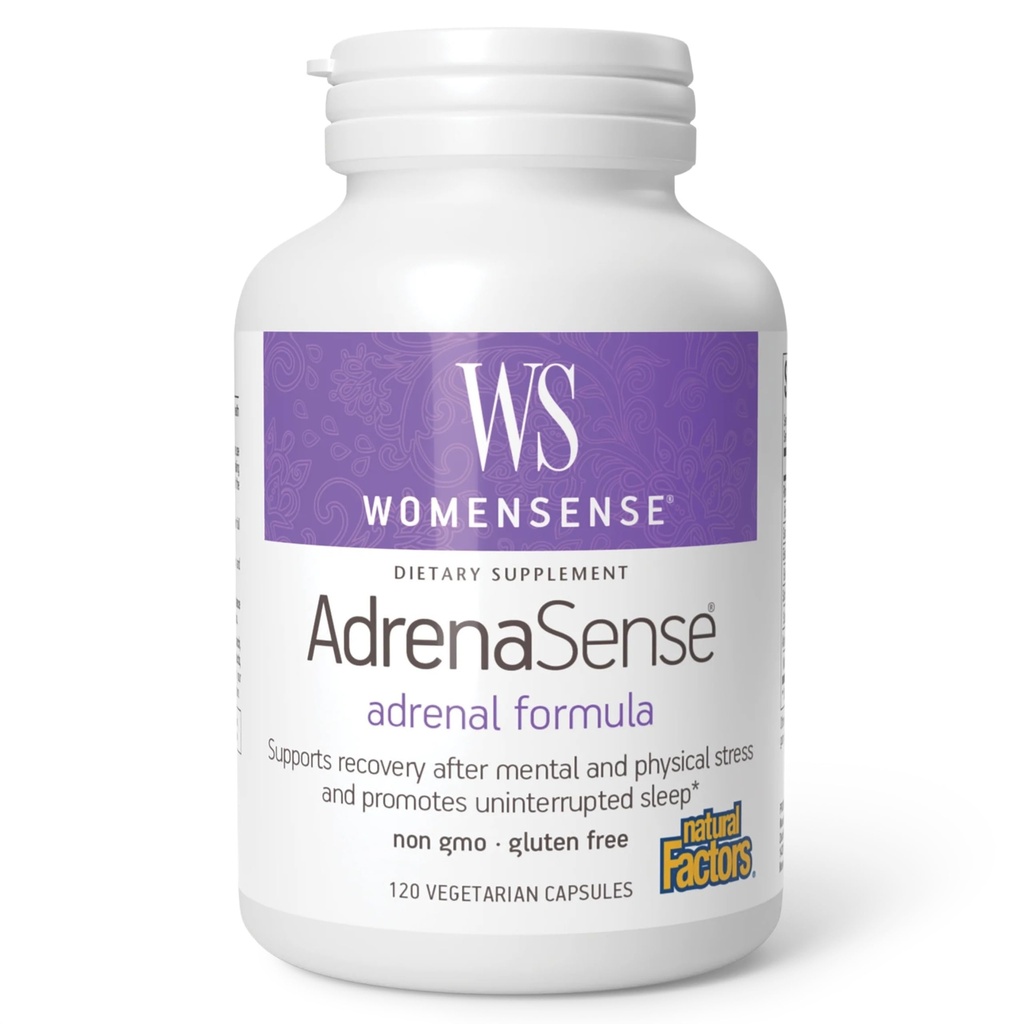 WomenSense AdrenaSense de factori naturali, AdrenaSense, Suplimentul plantei pentru suport adrenal și ajutor de stres, Vegan, non-GMO, 120 capsule