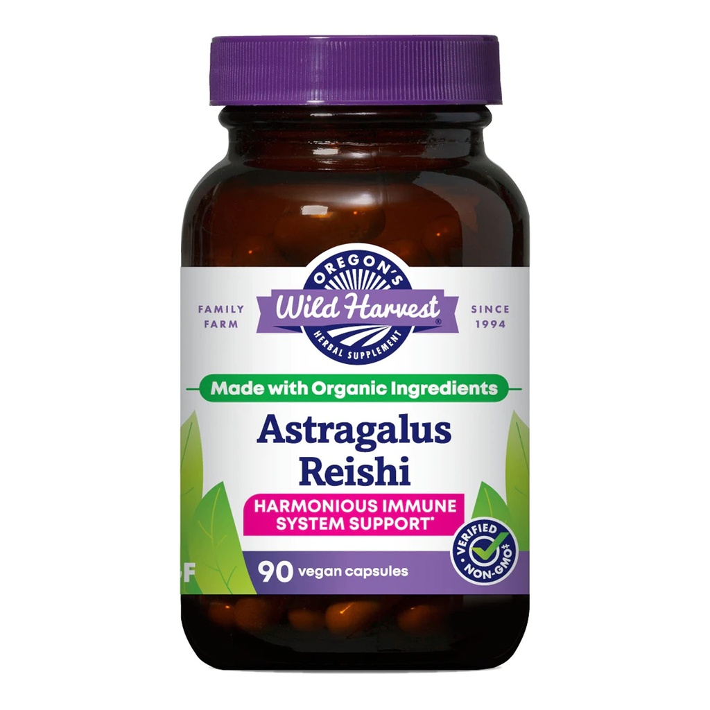 Oregon Wild Harvest Astragalus Reishi Organic Herbal Supplement, 90 Conte
