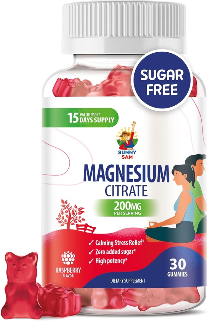 Gume de magneziu pentru copii si adulti - 200 mg - Chews de magneziu calm - Citrat de magneziu supliment masticabil pentru Mood & suport muscular