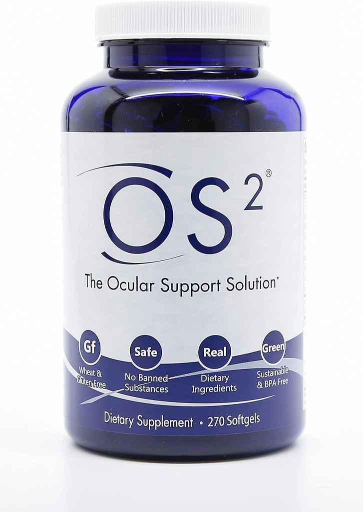 OS2 Ocular Support Solution - 270Ct, Broderii Ochilor Patentat w AREDS2, VIT A, C, Zinc, Omega-3, Lutein & Zeaxantină, pentru sanatate maculara, ochi uscat, albastru Lumina & Vision Supliment