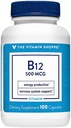 Vitamina Shoppe B12 500mcg - susține producția de energie, o dată pe zi supliment alimentar - vitamina B-12 (Ca Cyanocobalamină), Gluten & lactate gratuit (100 capsule)