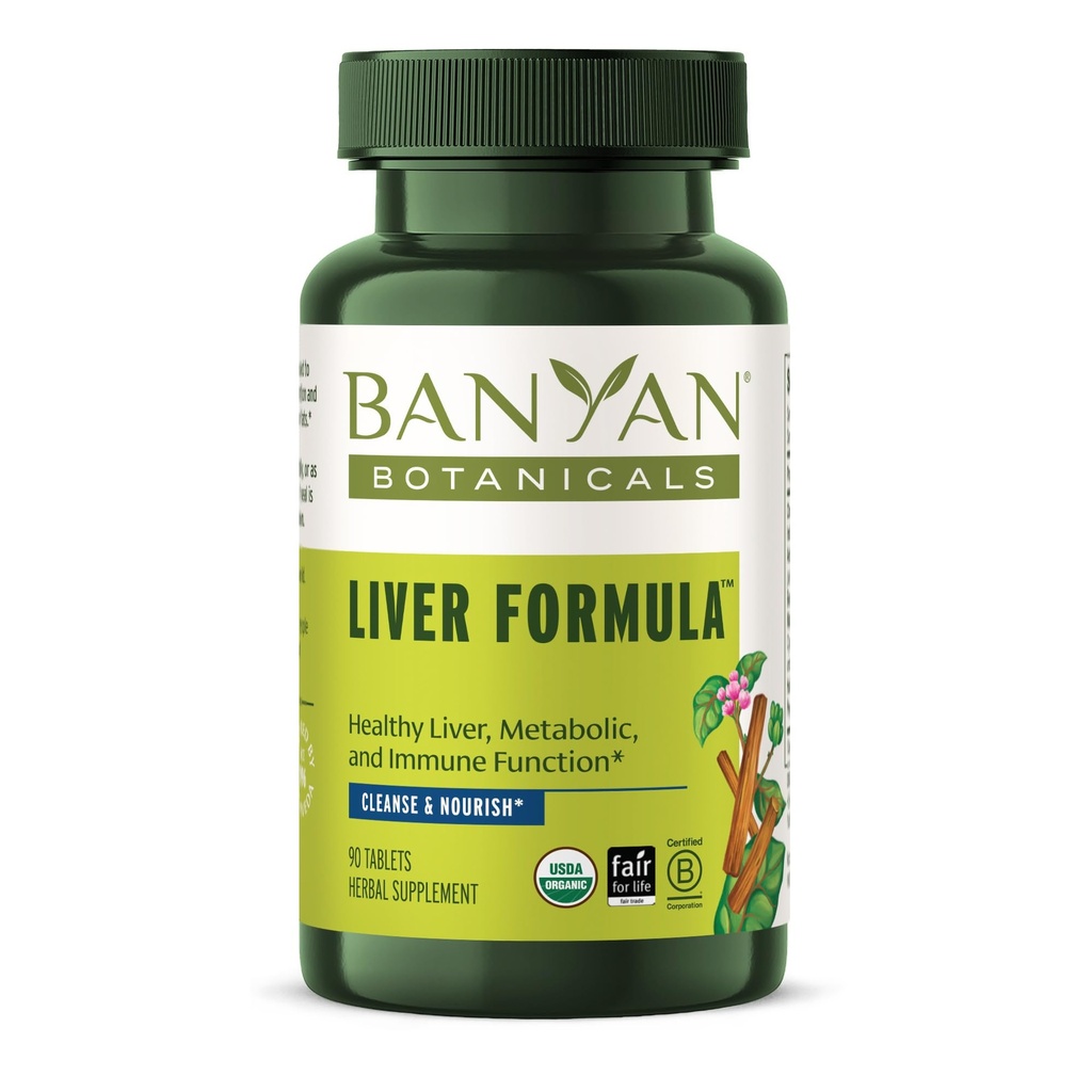 Banyan Botanics Liver Formula - USDA Organic, 90 Tablete - Curățarea ierburilor amare pentru a detoxifia ficatul și vezica biliară