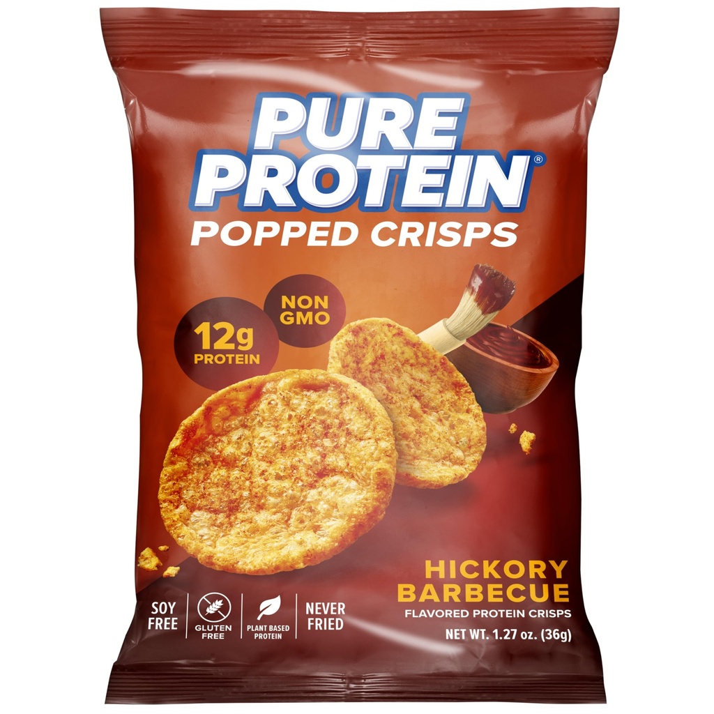Proteine pure Popped Crips, Hickory Gratar, Snack de proteine mari, 12G Proteina, 1.27oz., 12 Conte