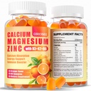 Gume de zinc de calciu magneziu cu D3 &B6 &K2,1000mg Gume de calciu cu 300mg de suport de magneziu Energie imună pentru adulți și adolescenți,Sugar gratuit (120Count)