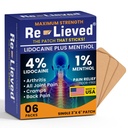 Re-eliminat 4% Lidocaină Patches cu mentol - Rezistenta maxima durere de ajutor pentru spate, genunchi si dureri musculare - petice medicamentate cu acţiune rapidă - Made in USA - 6 Conte