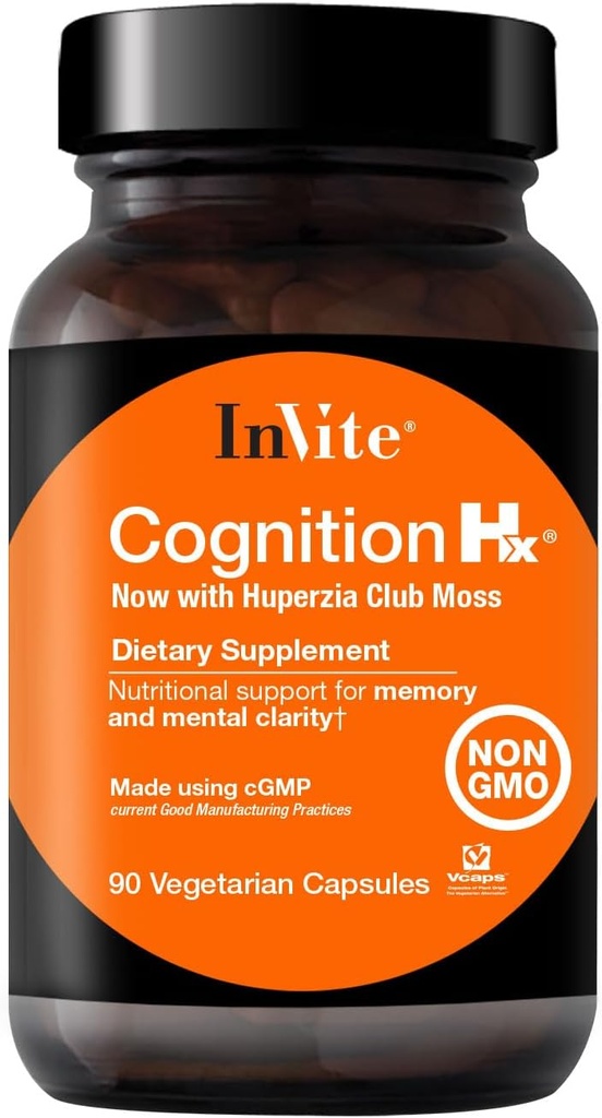 Invitaţi Health Cognition Hx® - Susţine funcţiile creierului precum energia mentală, vigilenţa, memoria, concentrarea - cu fosfatidilserină, ALCAR + NADH, Ginkgo Biloba, Huperzia Serrata 90 Capsule