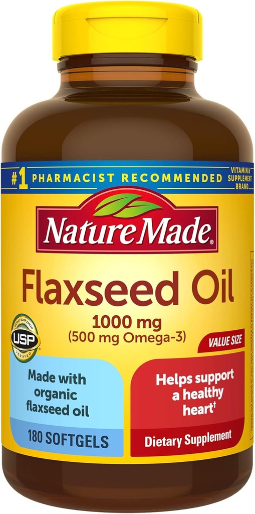 Ulei de in 1000 mg Softgels, 180 Conte pentru sanatatea inimii