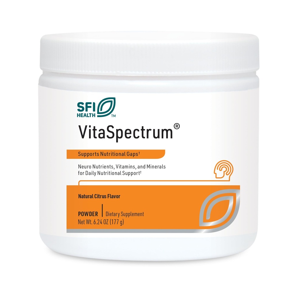 Klaire Labs SFI Health VitaSpectrum Pudră pentru copii - Daily Children's Multivitamine/Mineral with 23 Essential Nutrients - Citrus Flavor - No Copper, Iron, Gluten or Casein (30 Servings, 171 Grams)