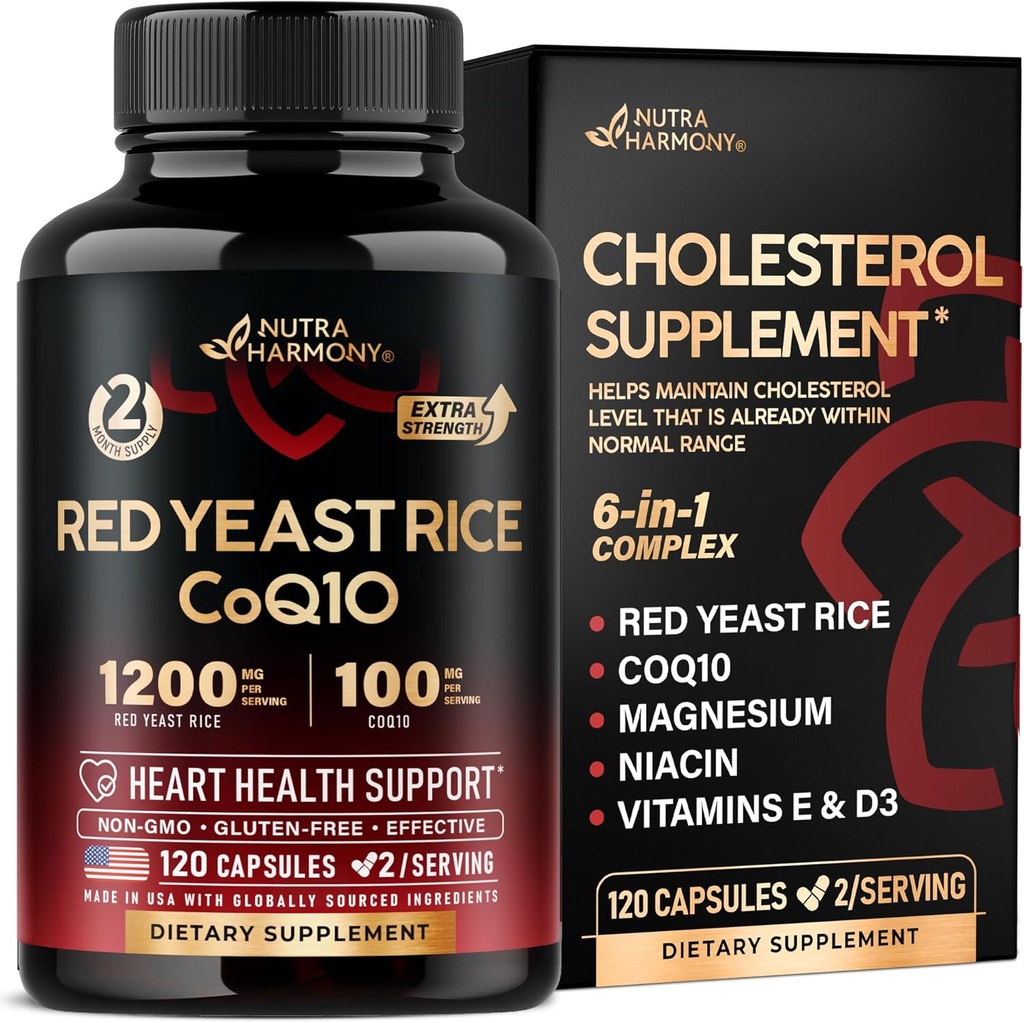 Red Drojdie Rice 1200 mg cu CoQ10 100 mg - cu magneziu 
