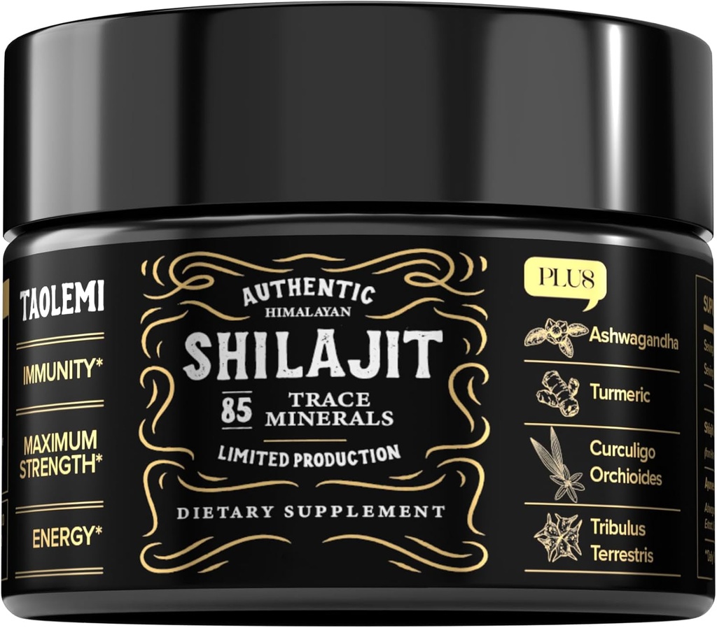 Silajit Pure Himalayan Organic, 49g Jar Natural Shilajit Resin pentru bărbaţi şi femei, 85+ Trace Minerale & Acidul pelvian, Extract pur Himalayan, Energie Naturală şi Vitality Enhancer, 62.5 Ser