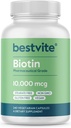 BESTVITE Biotin 10000mcg (240 capsule vegetariene) - Fără Stearet - Fără fosfat dicalcic - Fără îndulcitori artificiali - fără arome - fără agenți de flux - Vegan - Negung - gluten Free