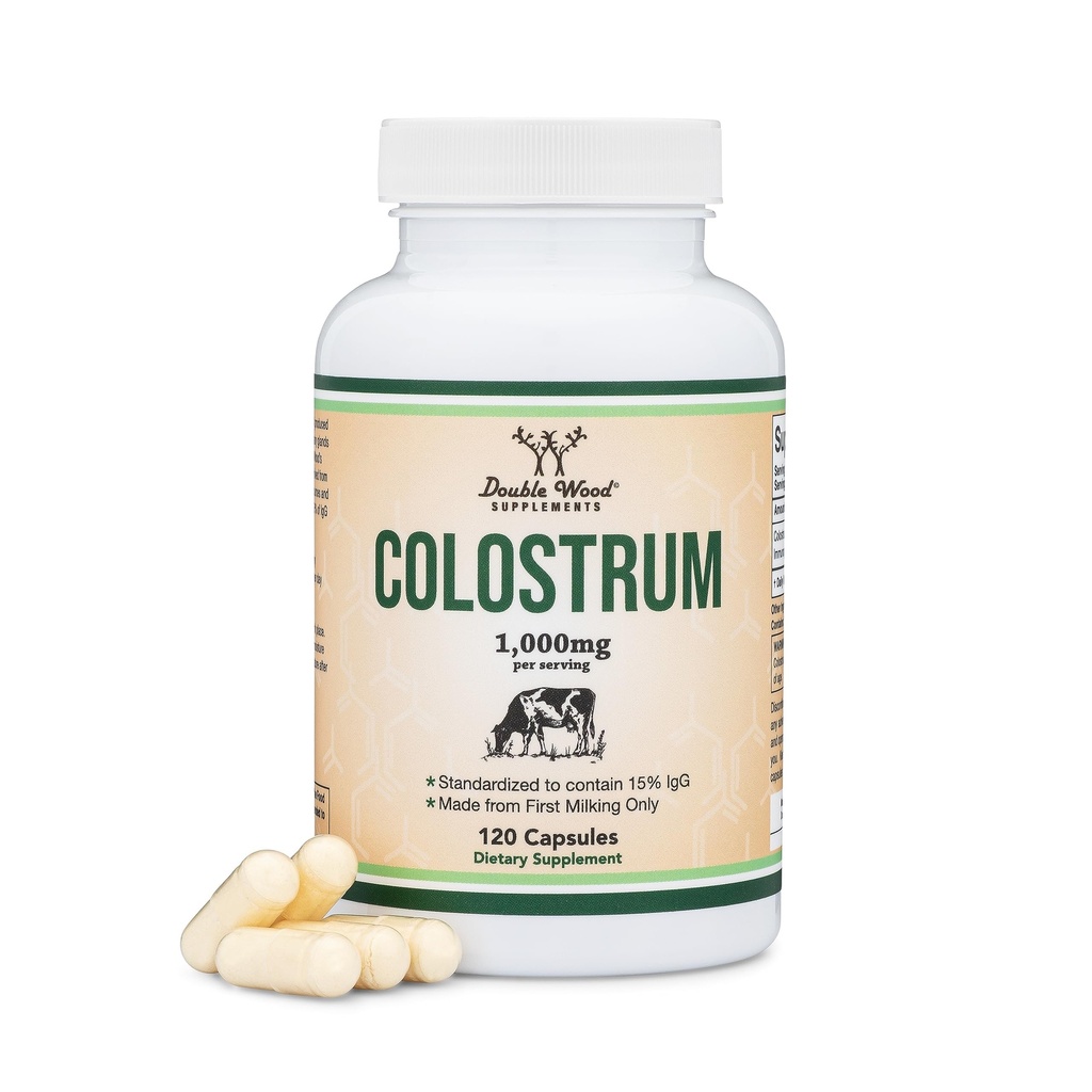 Suplimentul de colostrum 120 capsule, 1000 mg per Serving (Pudră de Bovine Colostru de la prima mulgere numai, Std. pentru a conţine 15% IgG Imunoglobuline) Nu fillers, terţă parte testat de lemn dublu