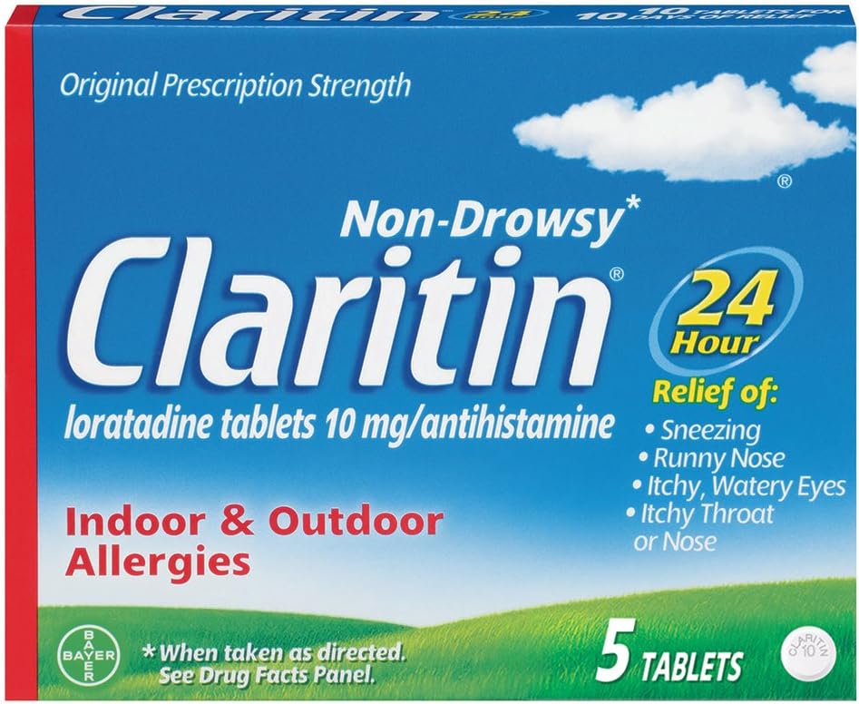 Claritin 24 Ore Comprimatele de alergie non-drowsy, 10 mg, 5 Count (708164)