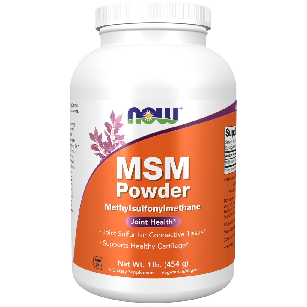 now Foods Supplements, MSM (Metilsulfonilmetan) Powder, Supports Healthy Cartilage*, Joint Health*, 1-Pound