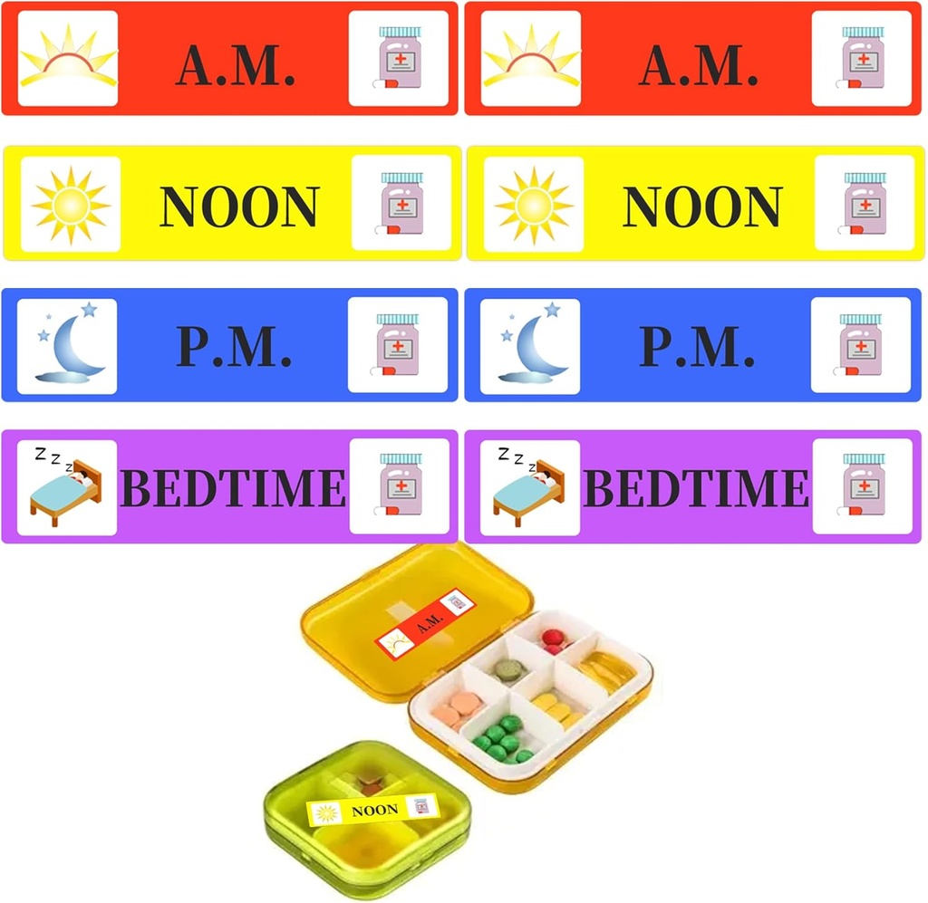500 PC Medicina autocolante Instructiuni de medicatie Etichete - Dimineata seara seara seara Medicina de noapte Reamintire autocolant 2/5 x 1.6 Inch AM NOON PM pentru autocolante pentru Pill Case Planners