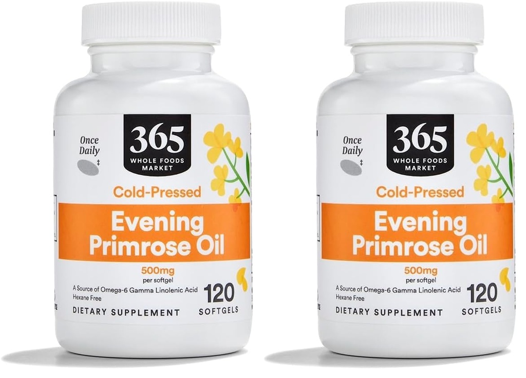 Whole Foods Market, Evening Primrose Oil 500Mg, 120 Softgels (Pachet de 2)