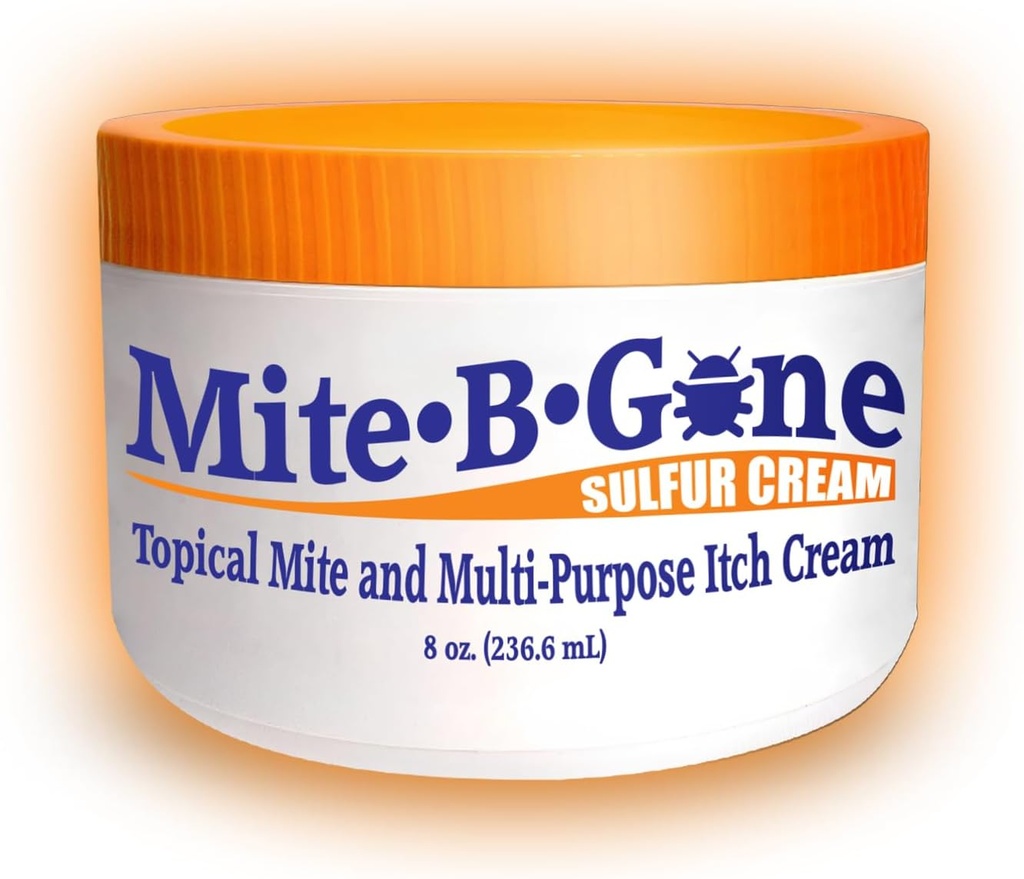 Mite-B-Gone Mite Cream & Bite Relief - 10% Natural Blend Sulfur Cream pentru Bites Multi-Purpose, Roșie, Mâncărime, & Iritație Sigur pentru copii și adulți 