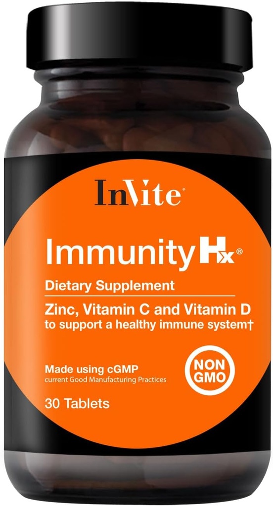 Invită Imunitate de sănătate HxTM - Susţine un sistem imunitar sănătos - 500 mg de vitamina C, 50 mcg (2000 UI) de vitamina D3 şi 30 mg de zinc - 30 comprimate (2- Pack)