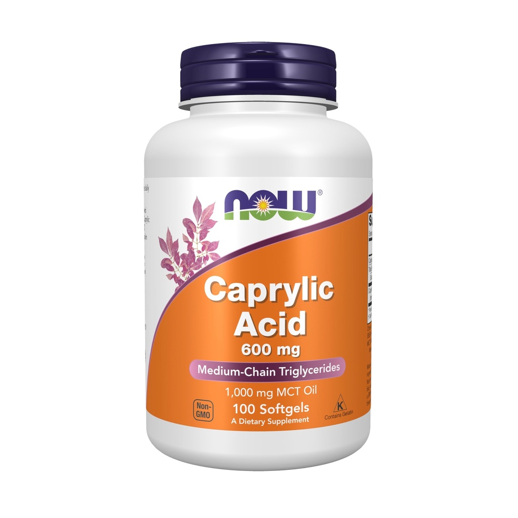 ACUM Alimente Suplimente, Acid Caprylic 600 mg, MCT (Mediu-Canț Trigliceride), 100 Softgels