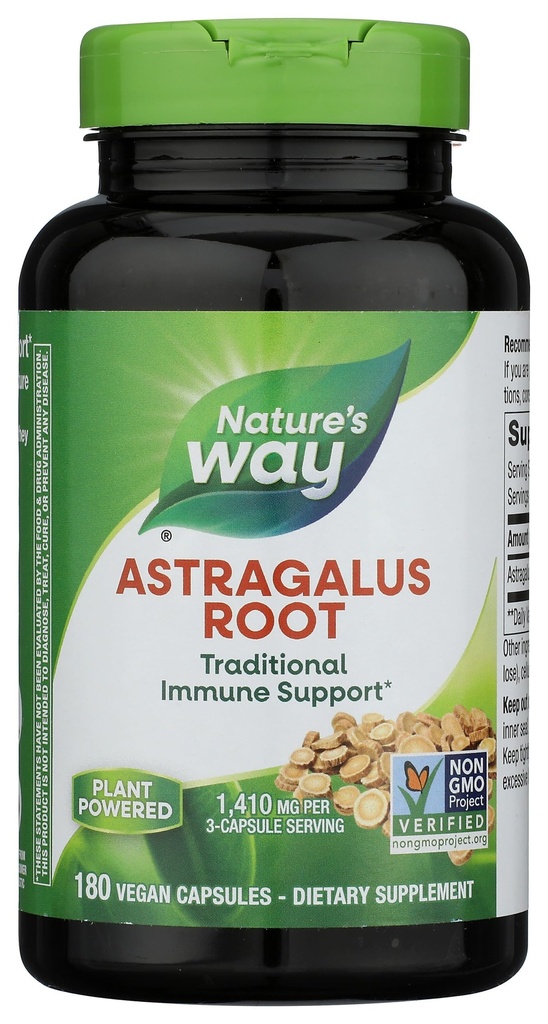 Natura's Way Astragalus Root, Tradiţional Immune Support*, 1,410 mg per 3-Capsule Serving, Non-GMO Project Verified, Vegan 180 Capsule (Packaging May Vary)
